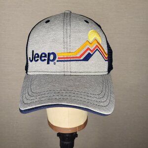 BUCK WEAR Jeep Grey Mountain Stripe Snapback Trucker Cap NWT